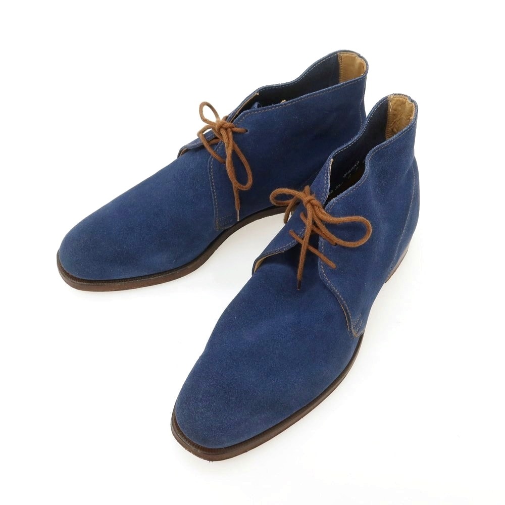【中古】クロケットアンドジョーンズ CROCKETT&JONES CHUKKA スエード チャッカブーツ ライトネイビー【サイズ6D】【メンズ】