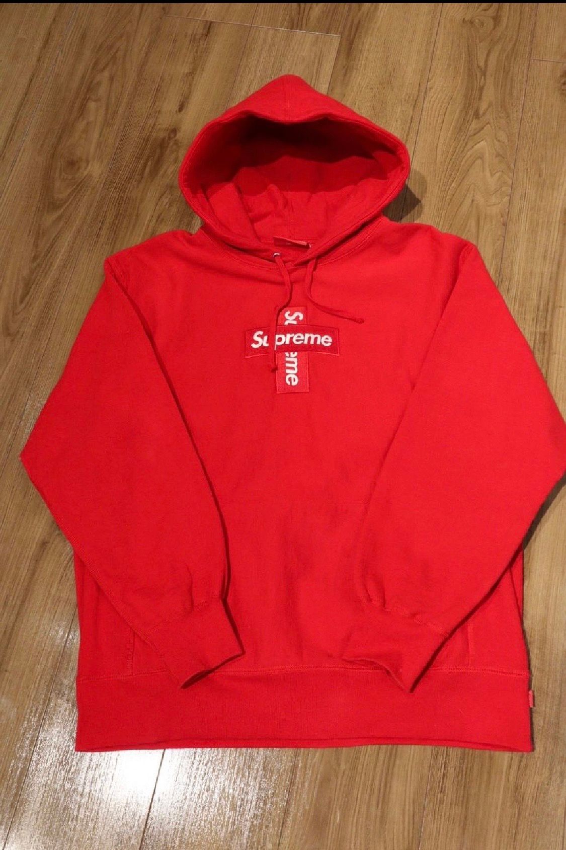 Supreme Cross Box Logo Hooded Sweatshirt "Red"