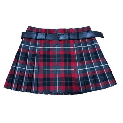 美品 Dior ディオール チェック柄 ミニ プリーツスカート ベルト付 #42 511J73A1640 レディース