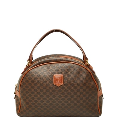 セリーヌ マカダム ハンドバッグ ブラウン PVC レザー レディース CELINE 【中古】