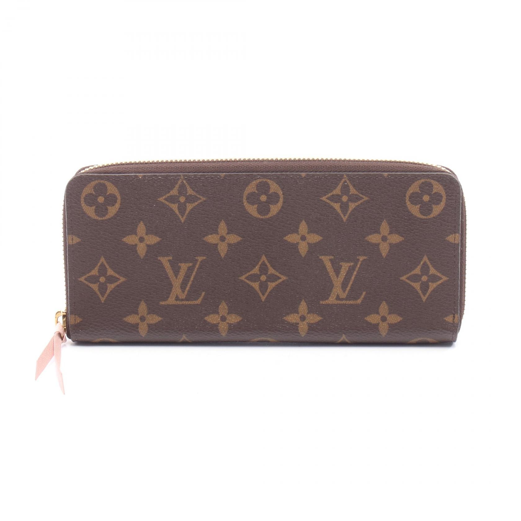 ルイ・ヴィトン LOUIS VUITTON ポルトフォイユ クレマンス ラウンド長財布 財布 レザー PVC モノグラム ローズバレリーヌ レディース ブラウン系 / ピンク系 M61298 【中古】