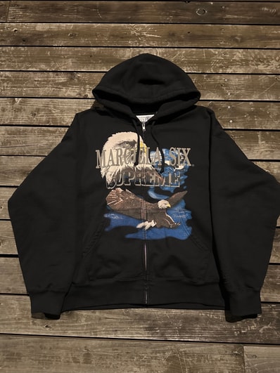 Supreme x MM6 Maison Margiela Eagle Zip Up Hooded Sweatshirt "Black"