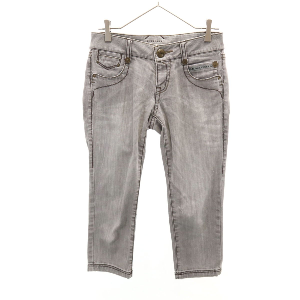BURBERRY BLUE LABEL バーバリーブルーレーベル クロップド デニムパンツ W25 グレー 三陽商会 ジーンズ
