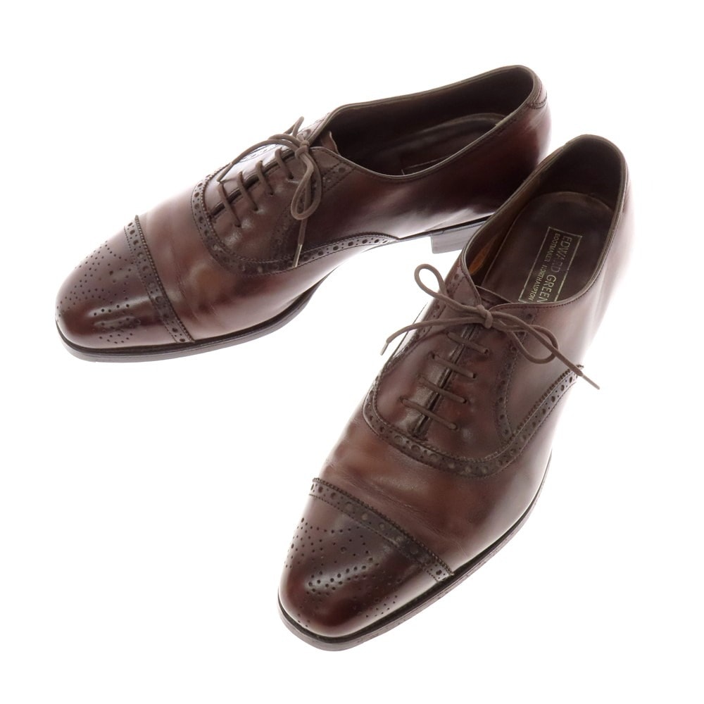 【中古】エドワードグリーン EDWARD GREEN ASQUITH セミブローグ ドレスシューズ ブラウン(ダークオーク)【サイズ7 1/2E】【メンズ】