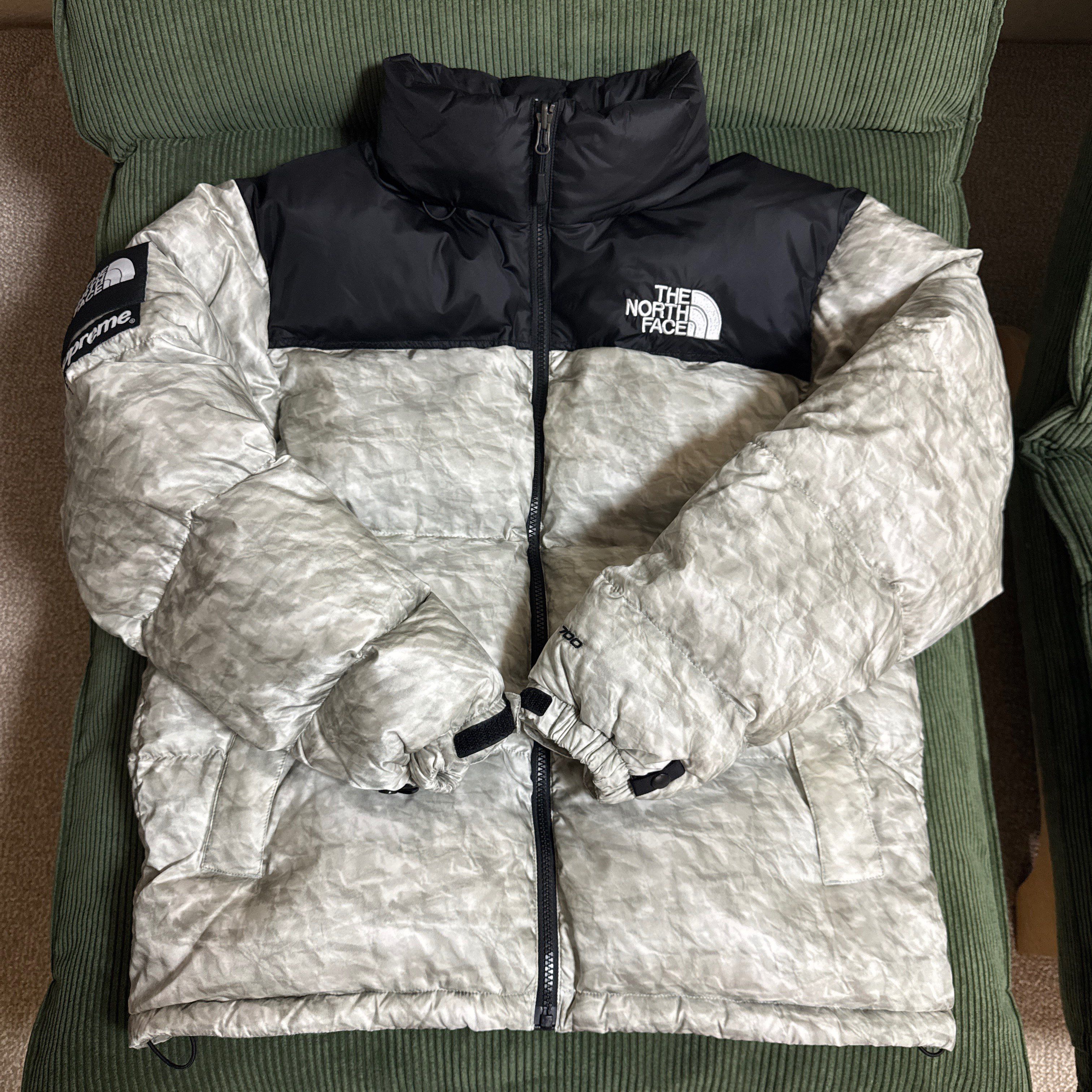 Supreme x The North Face Nuptse Jacket "White Paper Print"