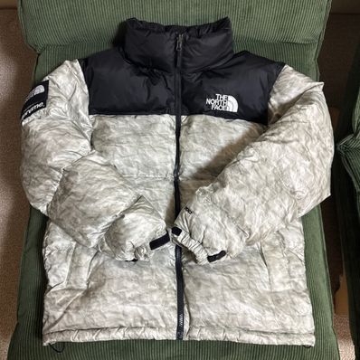 Supreme x The North Face Nuptse Jacket "White Paper Print"