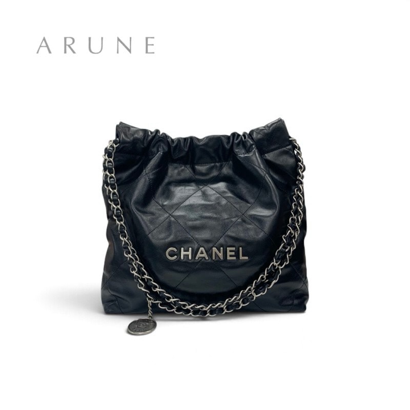 シャネル CHANEL シャネル22 バッグ ショルダーバッグ ブラック シルバー ハンドバッグ ココマーク ロゴ チェーン
