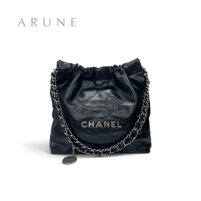 シャネル CHANEL シャネル22 バッグ ショルダーバッグ ブラック シルバー ハンドバッグ ココマーク ロゴ チェーン
