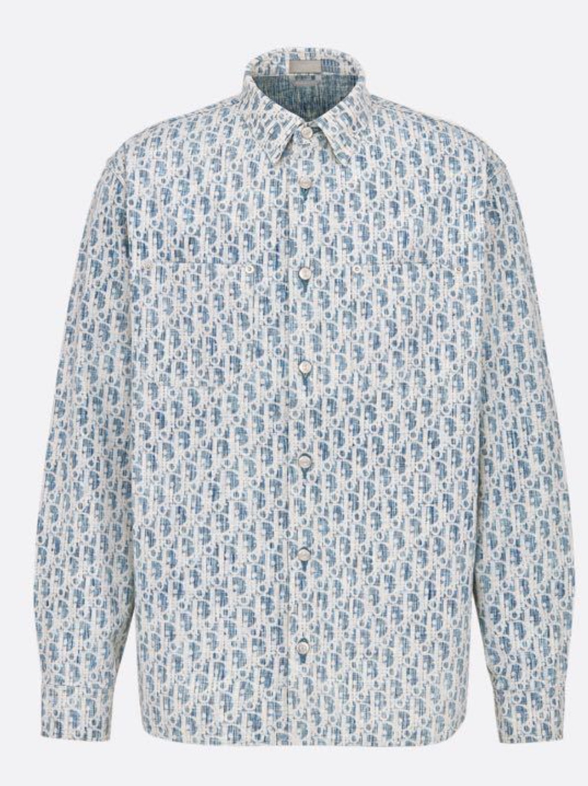 ディオール オーバーシャツ ディオール オブリーク カスリ コットン デニム "ブルー/ホワイト" 013D585BY989_C580