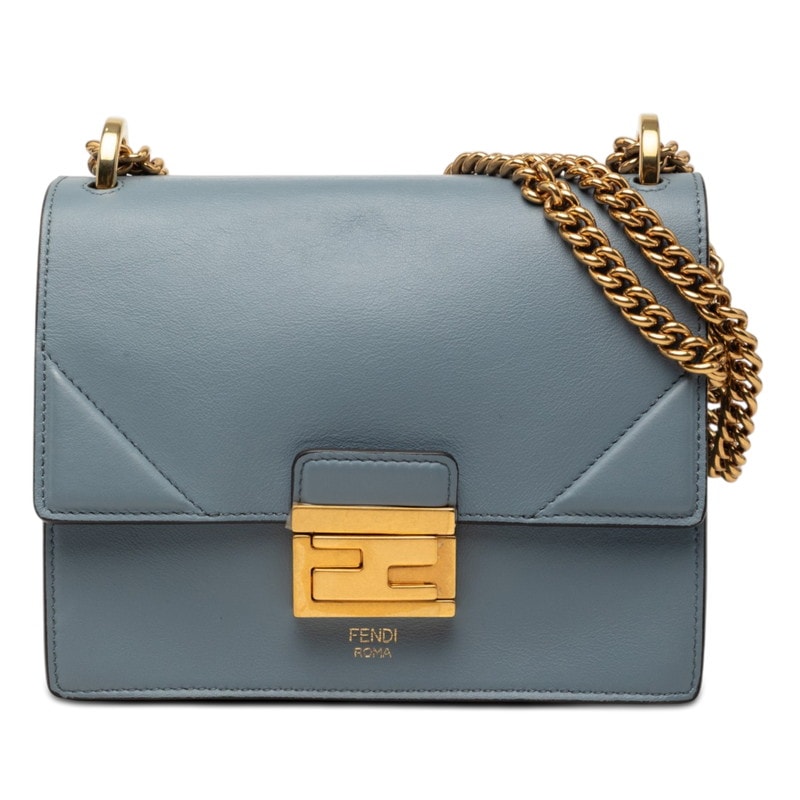 フェンディ キャンユー スモール チェーン ショルダーバッグ 8BT312 ブルー系 レザー レディース FENDI 【中古】