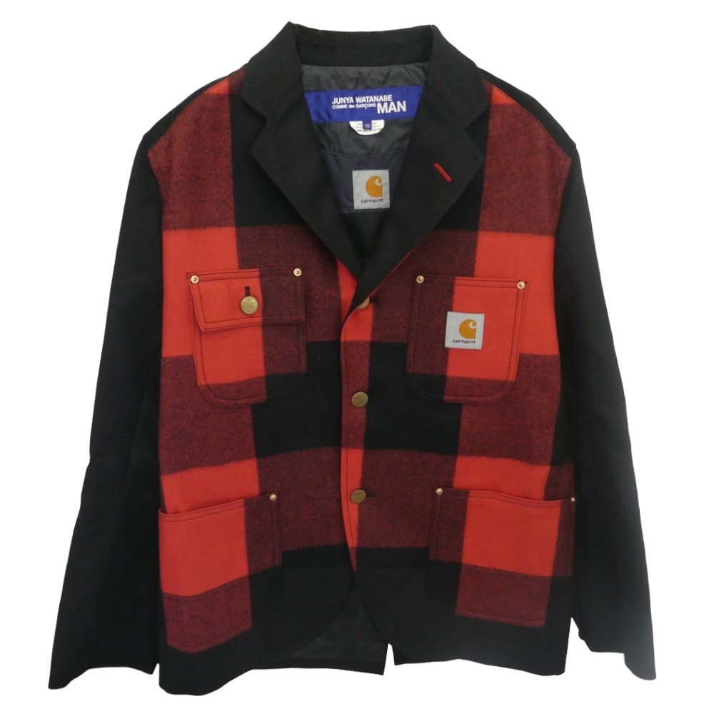 JUNYA WATANABE COMME des GARCONS MAN  AD2021 WH-J006 CARHARTT Wool Surge Duck-Switched Check Jacket ウールサージ ダック切替 チェック柄 【美品】【中古】