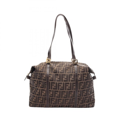 フェンディ FENDI ズッカ トートバッグ バッグ キャンバス レザー レディース ブラウン系 / ブラック系 【中古】
