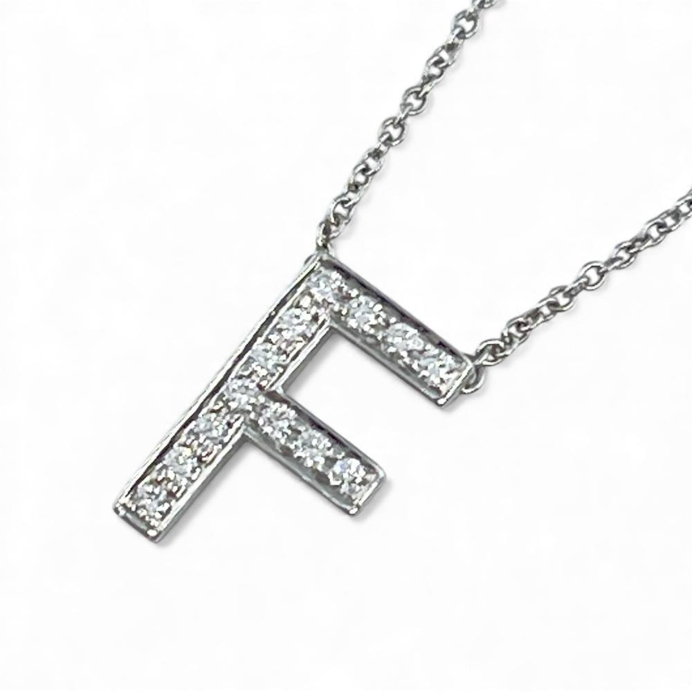TIFFANY&Co. ティファニー ネックレス ジュエリー アクセサリー レター イニシャル F Pt950プラチナ ダイヤモンド シルバー レディース 約3.4g 美品【中古品】