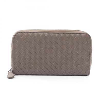ボッテガヴェネタ BOTTEGA VENETA イントレチャート ラウンド長財布 財布 レザー レディース ベージュ系 【中古】