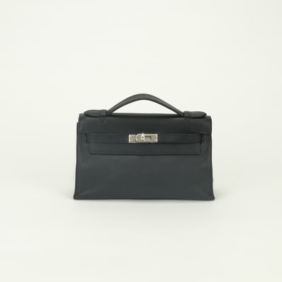 エルメス HERMES ポシェットケリー バッグ クラッチバッグ セカンドバッグ エヴァーグレイン ノワール Noir ブラック Black 黒 シルバー金具 エバーグレイン 外縫い ミニバッグ