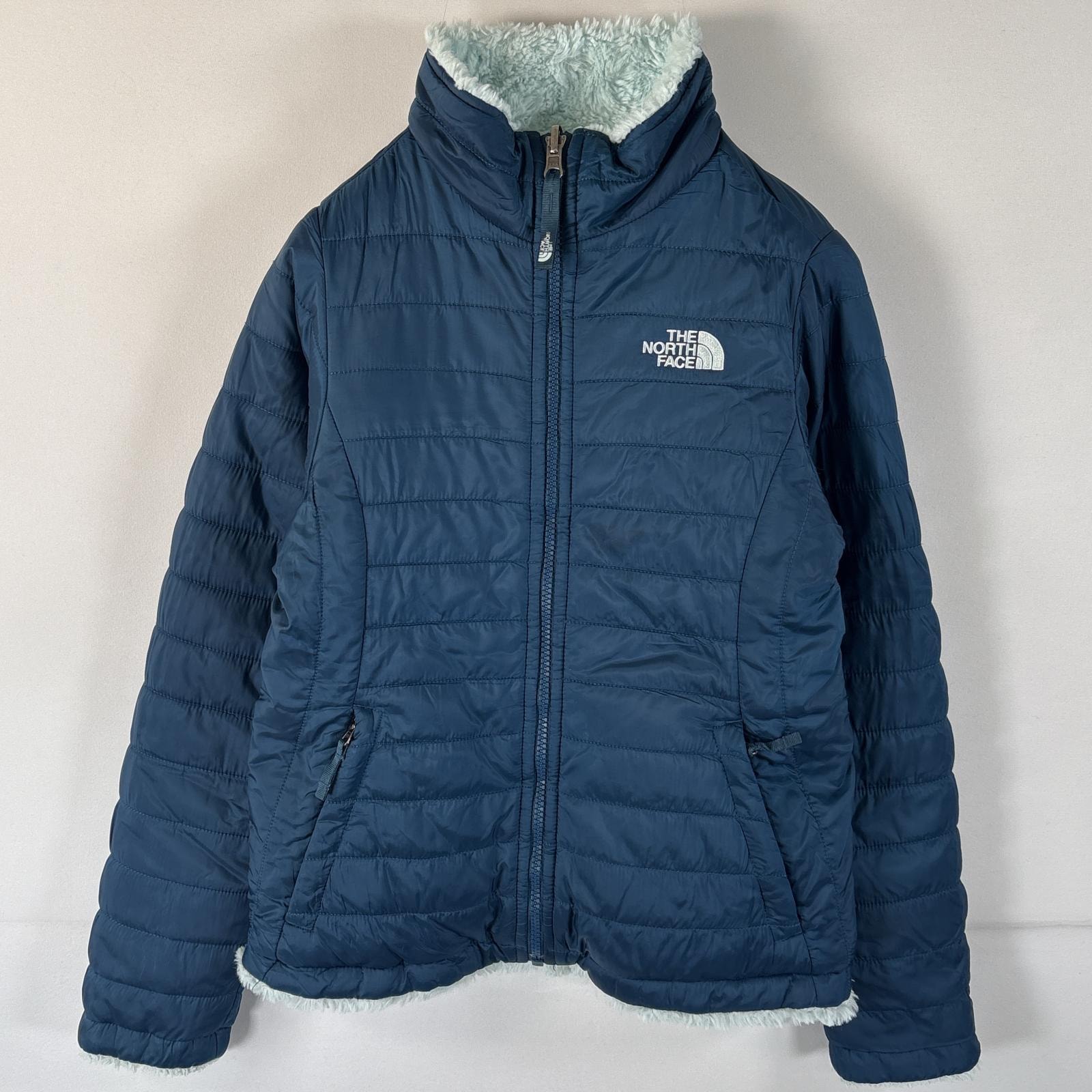 古着 ザ・ノースフェイス THE NORTH FACE リバーシブルジャケット ナイロン フリースジャケット ボア キルティング M 10/12 ネイビー系 キッズ