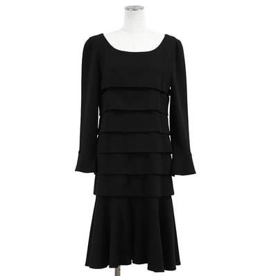 CHANEL シャネル ヴィンテージ ワンピース サイズ 38 レディース ティアード ウール100% ココマーク カメリアライニング 01A P18099V10407 ドレス ブラック 黒 フランス製