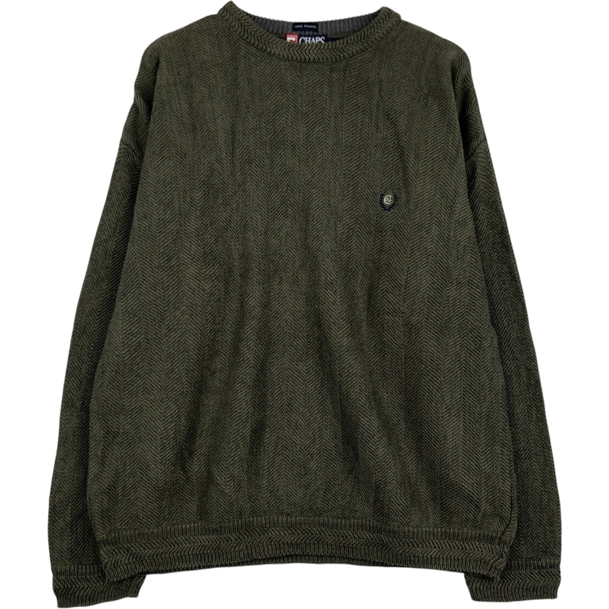 古着 ラルフローレン Ralph Lauren CHAPS チャップス ヘリンボーン コットンニットセーター メンズM相当/eaa627075
