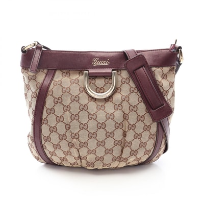 グッチ GUCCI アビー ショルダーバッグ バッグ キャンバス レザー レディース ベージュ系 / ボルドー系 203257 【中古】