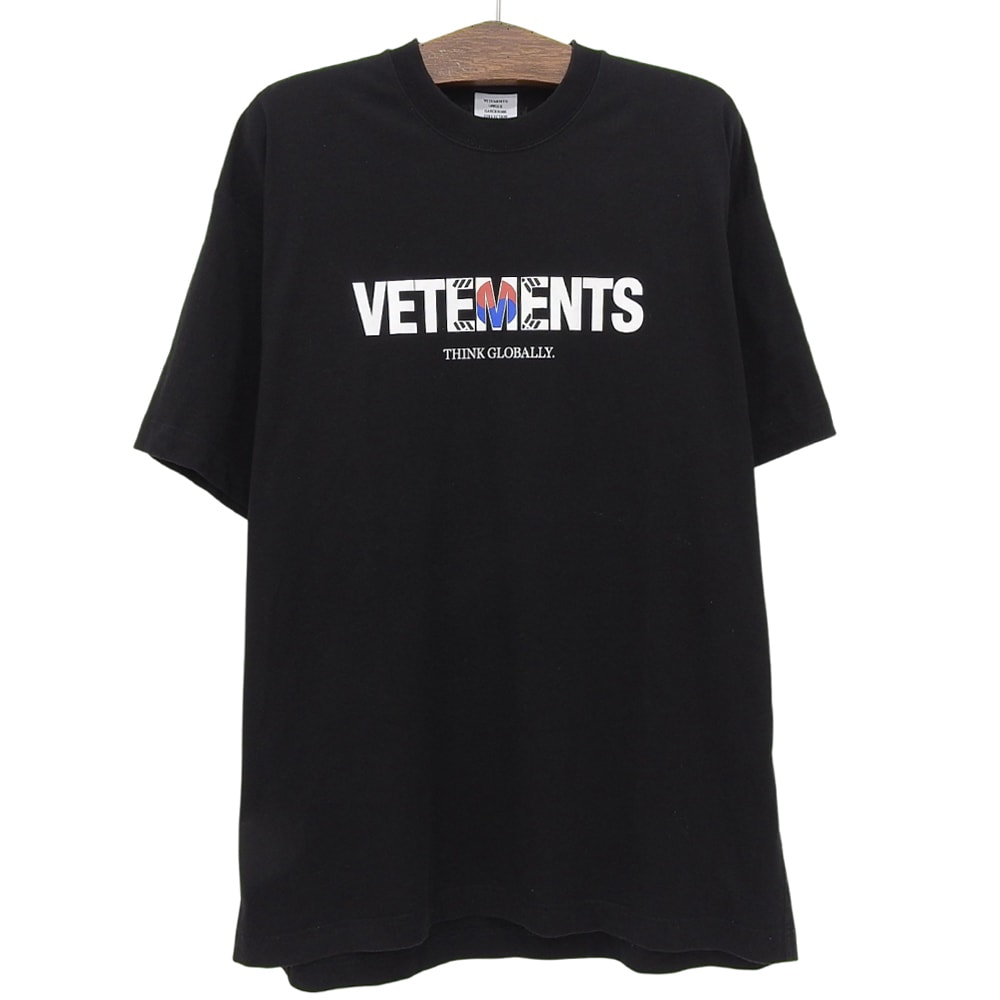ヴェトモン South Korea Flag Logo Tee トップス メンズ ブラック S UA52TR280SK S