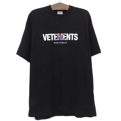 ヴェトモン South Korea Flag Logo Tee トップス メンズ ブラック S UA52TR280SK S