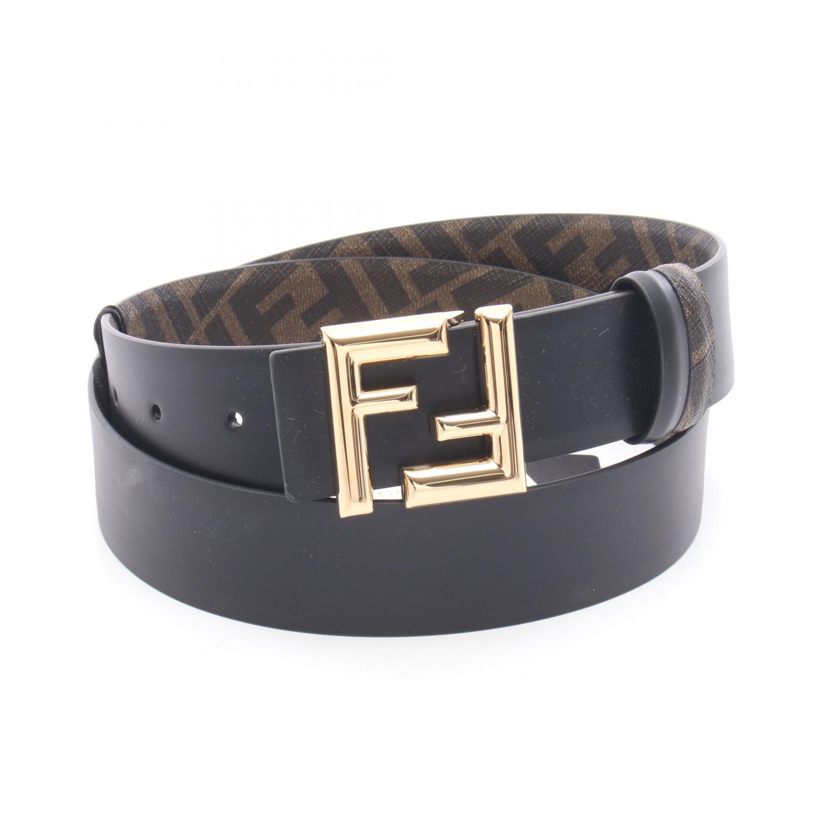 フェンディ FENDI ラウンド FF リバーシブル ベルト 衣料品 レザー PVC メンズ ブラック系 / ブラウン系 7C0488AFF2F1A9490 【新品】