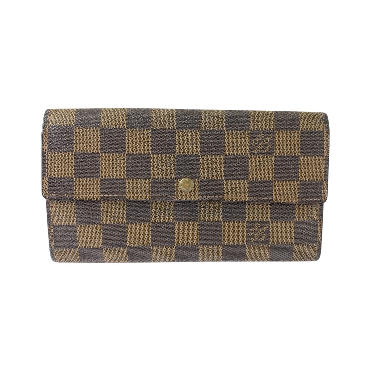 LOUIS VUITTON ルイヴィトン ダミエ ポシェットポルトモネクレディ ブラウン ゴールド金具 PVC 長財布 ロングウォレット 1-0294331 【中古】