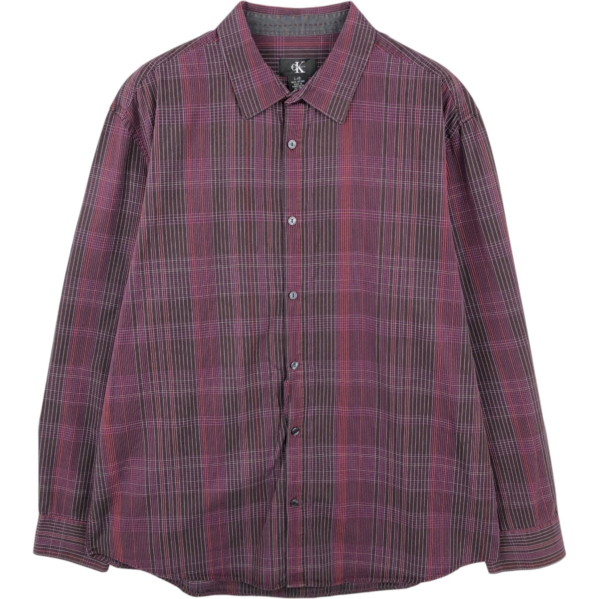古着 90~00年代 カルバンクライン Calvin klein 長袖 コットンチェックシャツ メンズL相当 ヴィンテージ/eaa662849