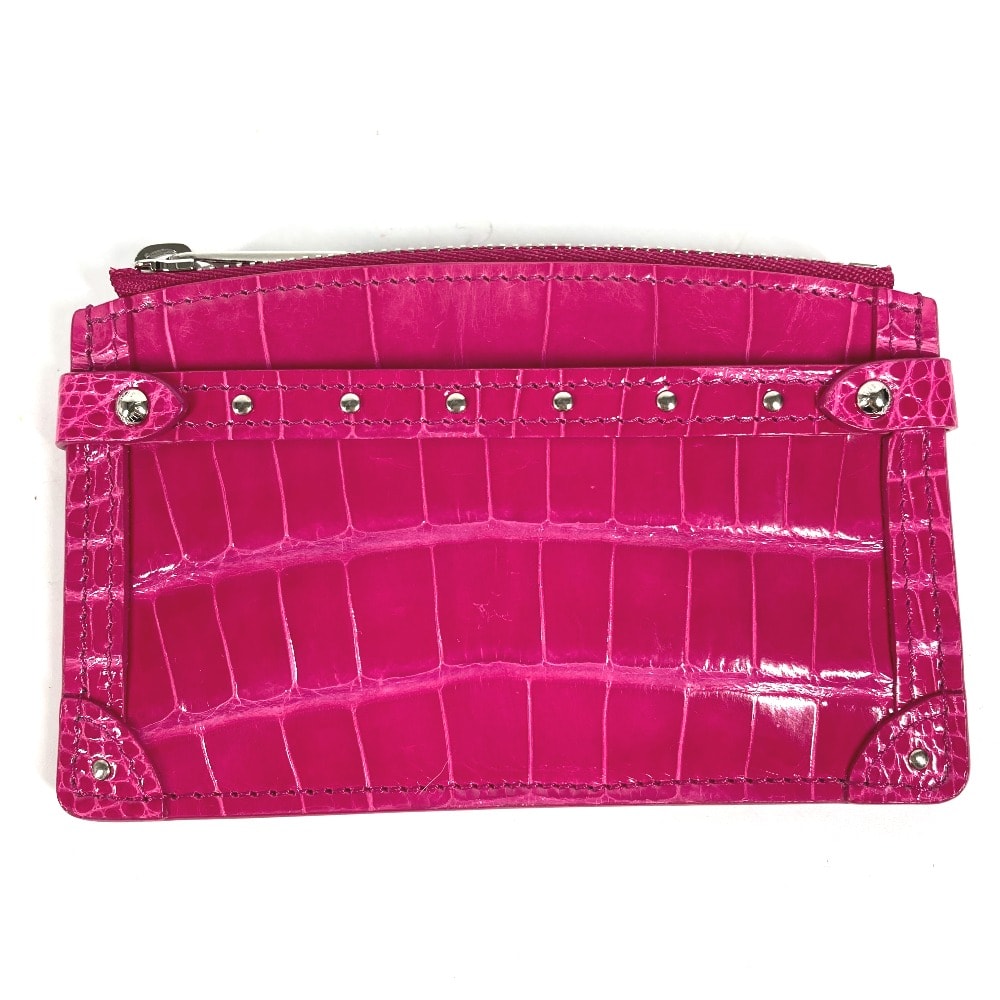 ルイヴィトン LOUIS VUITTON ポシェット クレ スタッズ 財布 小銭入れ キーリング付き コインケース アリゲーター ピンク 美品