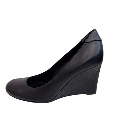 グッチ GUCCI パンプス マイクロGG シマ ウェッジソール ブラック