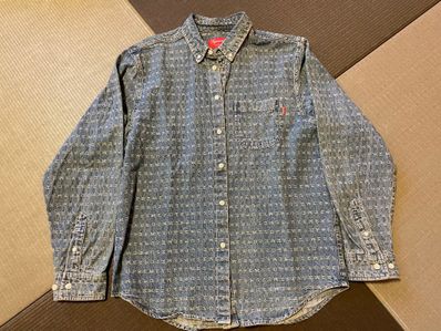 Supreme Jacquard Logos Denim Shirt "Blue"