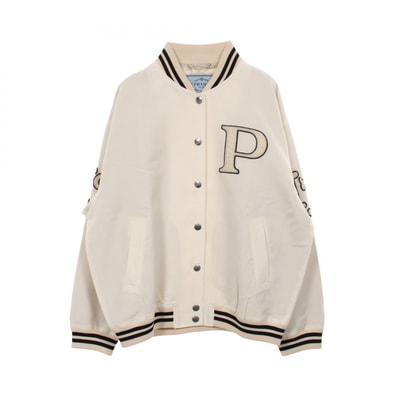 PRADA Women's Kid Mohair Bomber Jacket with Patches "Silk"