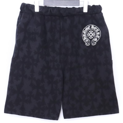 Chrome Hearts Cemetery Cross All Over Print Sweat Shorts "Black"
