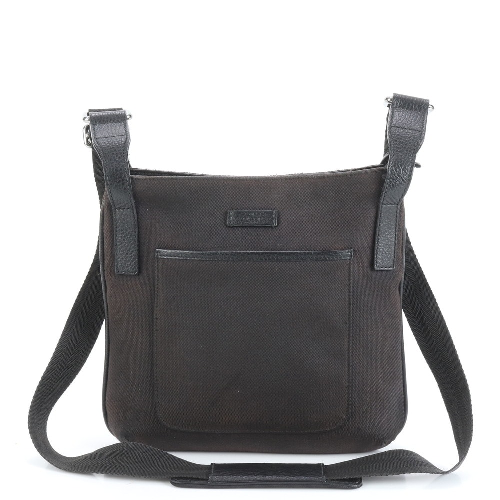 ■美品 グッチ282528 ショルダーバッグ レザー×キャンバス