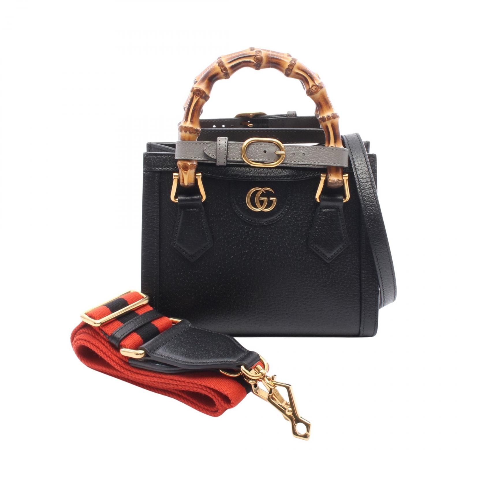グッチ GUCCI ダイアナ ミニ バンブー 2WAY トートバッグ バッグ レザー レディース ブラック系 702732 【中古】