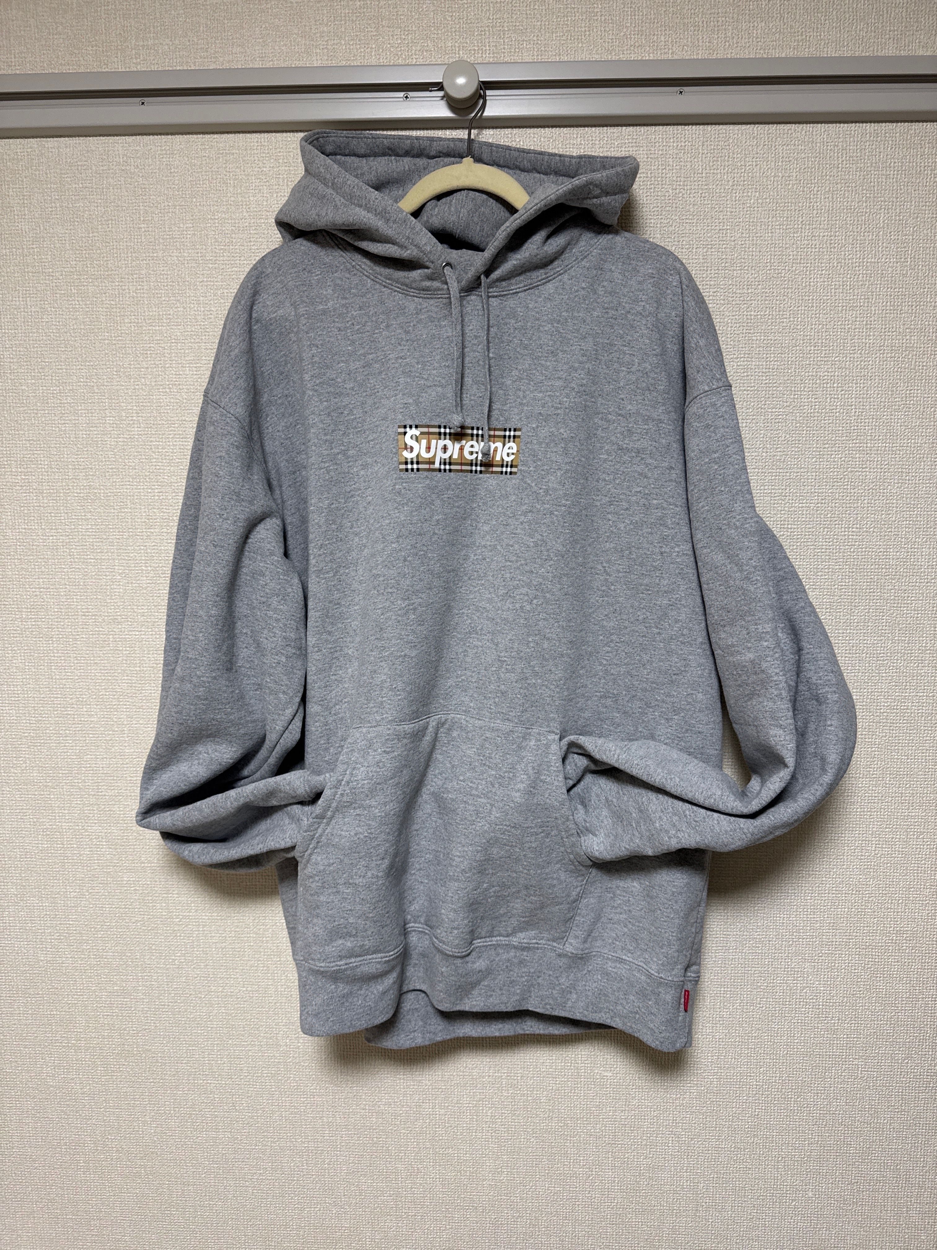 Supreme / Burberry Box Logo Hooded Sweatshirt "Heather Grey"