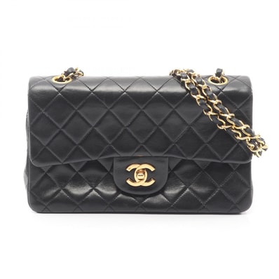 シャネル CHANEL マトラッセ Wフラップ ショルダーバッグ バッグ ラムスキン(羊革) レディース ブラック系 【中古】