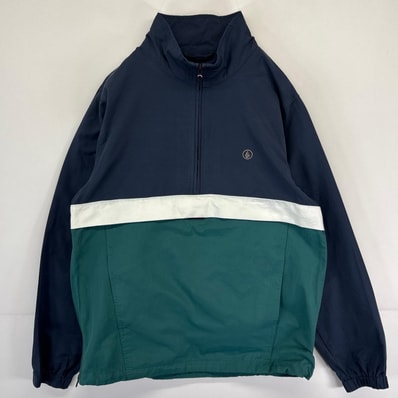 古着 ボルコム VOLCOM ジャケット プルオーバー ハーフジップ ワンポイントロゴロゴ マルチカラー S ネイビー メンズ