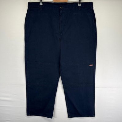 古着 ディッキーズ Dickies パンツ ワンポイントロゴ ジッパーフライ 大きいサイズ ワークパンツ w42 L30 ネイビー系 メンズ