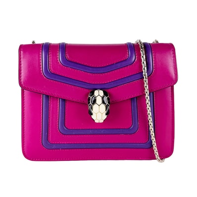 ブルガリ BVLGARI ショルダーバッグ セルペンティ フォーエバー レザー/メタル マゼンタ/パープル/ゴールド レディース【中古】 z10747