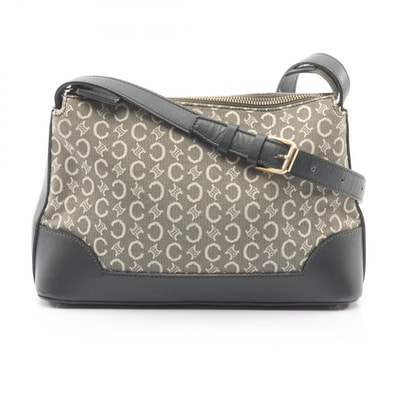 セリーヌ CELINE Cマカダム ショルダーバッグ バッグ キャンバス レザー レディース グリーン系 【中古】