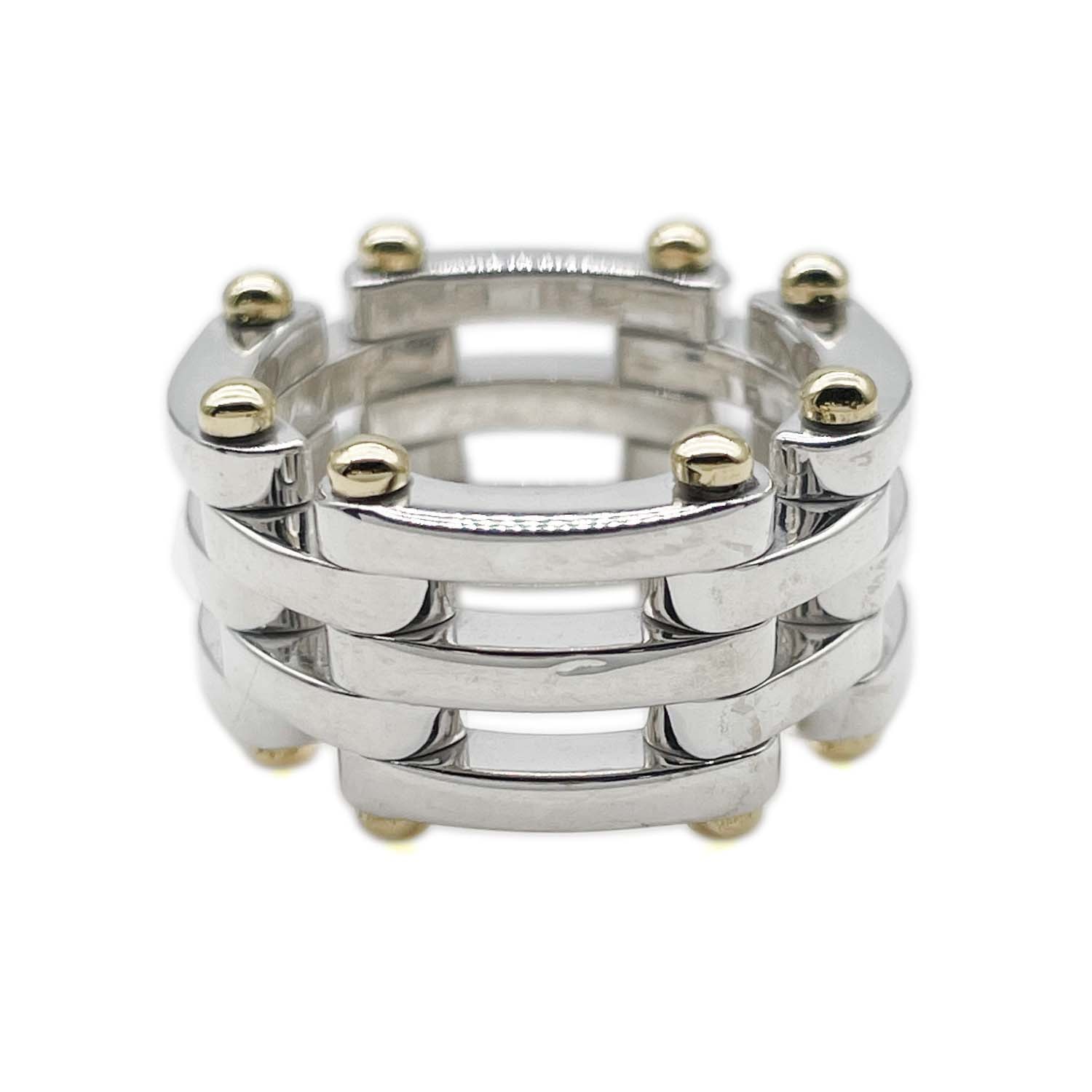 TIFFANY&Co. ティファニー ゲート コンビ リング・指輪
 SV925 K18YG 10号 シルバー 新品仕上済 レディース
 【中古】