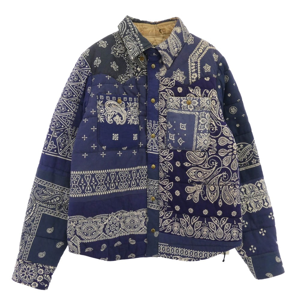 VISVIM ビズビム ダウンジャケット WMV 0318205013011 KERCHIEF DOWNJKT W (VT.BANDANA) バンダナ ダウン シャツジャケット ブルー ネイビー系 2【中古】