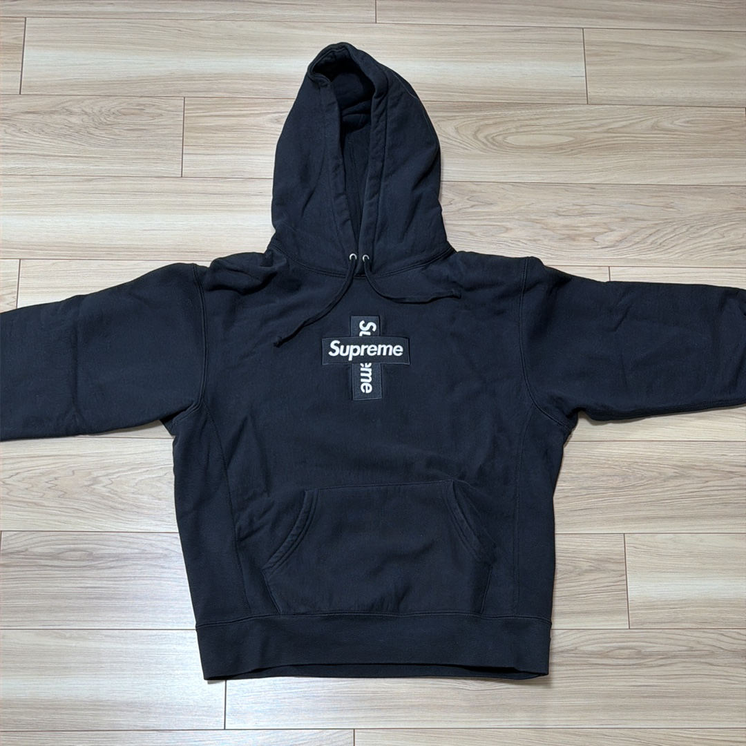 Supreme Cross Box Logo Hooded Sweatshirt "Black"