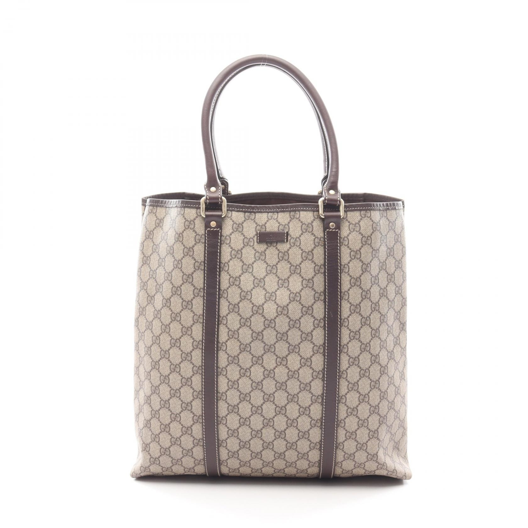 グッチ GUCCI GGプラス トートバッグ バッグ PVCコーティングキャンバス レザー レディース ベージュ系 / ブラウン系 223668 【中古】