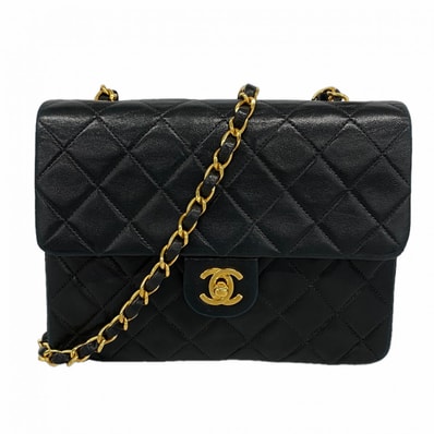 【6dd4963】シャネル ショルダーバッグ マトラッセ チェーンショルダー ラムスキン ブラック ゴールド金具【中古】レディース