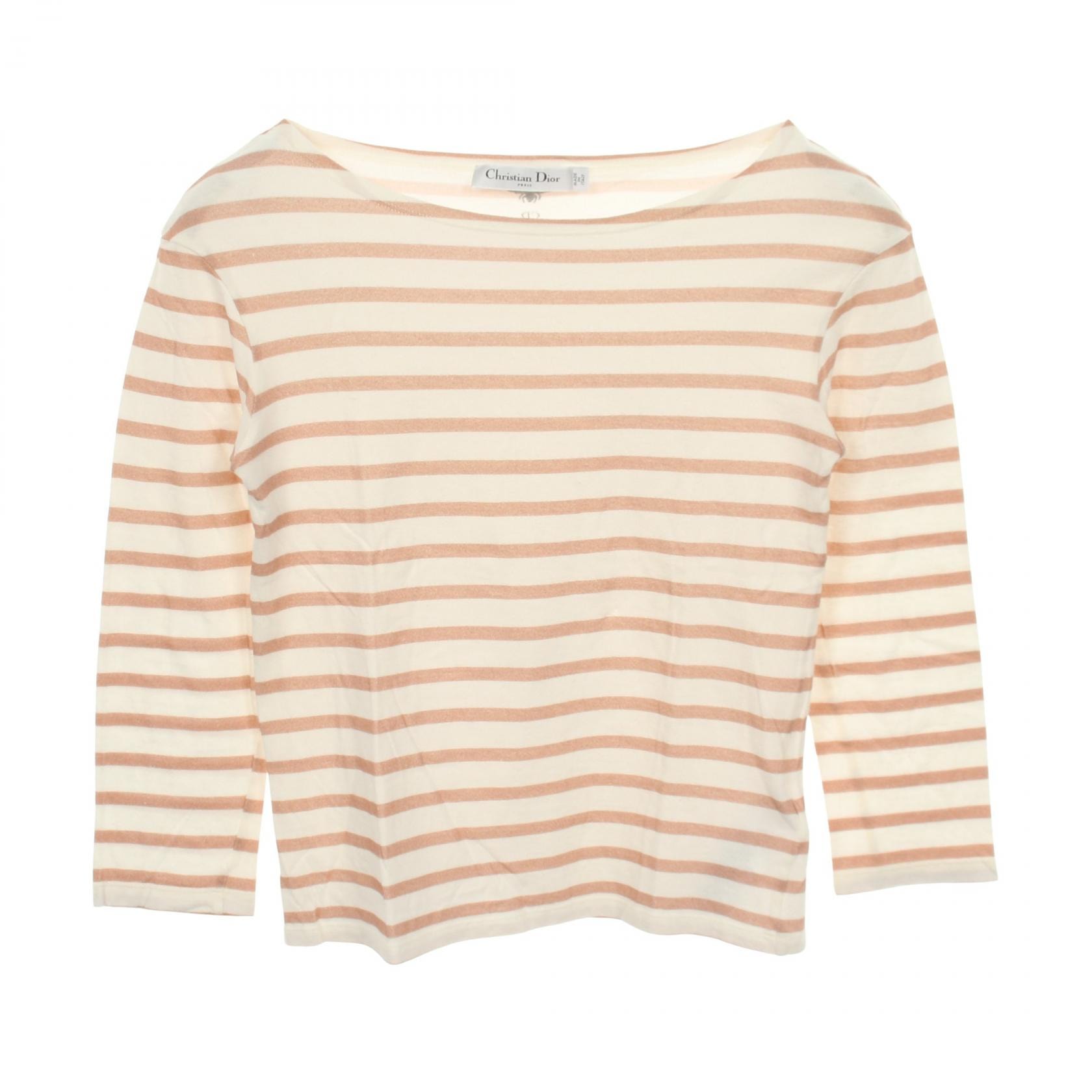 ディオール Dior 長袖Tシャツ 衣料品 トップス コットン レディース ホワイト系 / ピンク系 【中古】