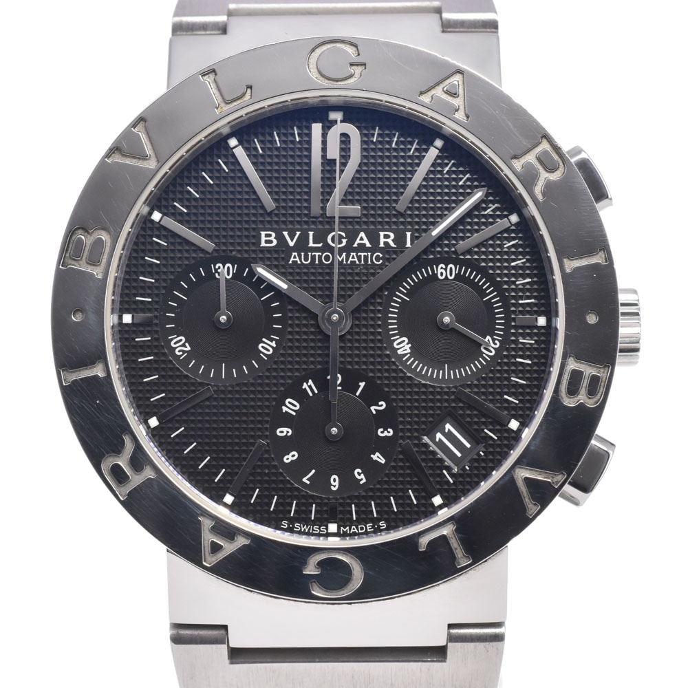ブルガリ BVLGARI BB38SSCH ブルガリブルガリ クロノグラフ デイト ブラック 自動巻き メンズ 美品 腕時計 B#149147