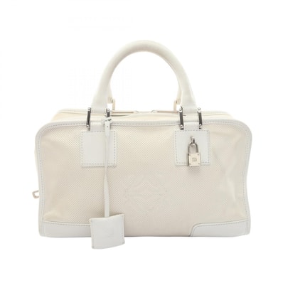 ロエベ LOEWE アマソナ28 パンチング ハンドバッグ バッグ レザー レディース ホワイト系 【中古】