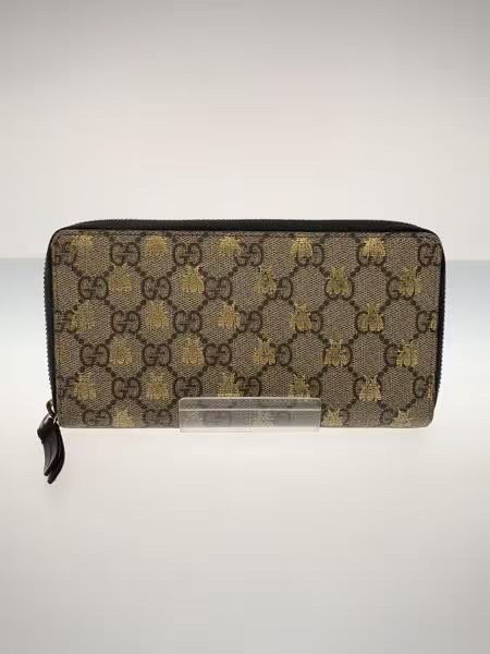 GUCCI GG Supreme Bee Zip Around Wallet "Beige"